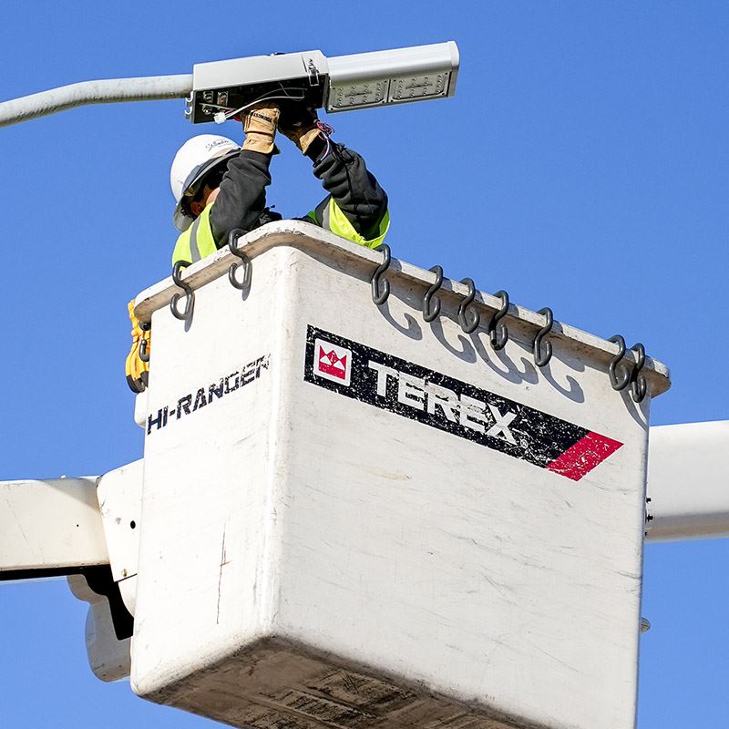 Stillwater Electric Utility LED Street Light Fixture Installation