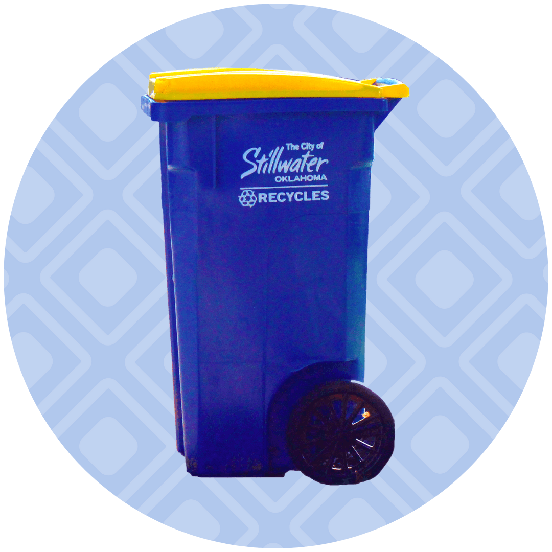 Blue Recycling Cart with a Yellow Lid