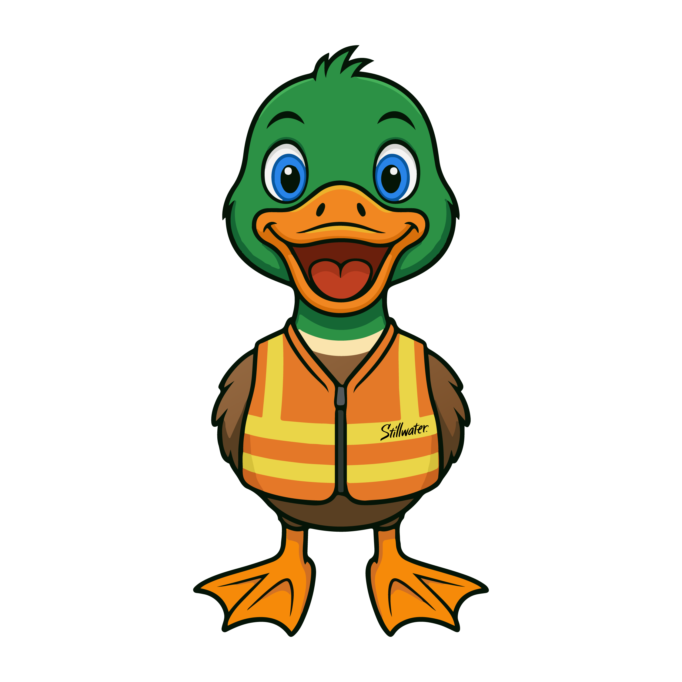 Dash the Duck wearing a Vest