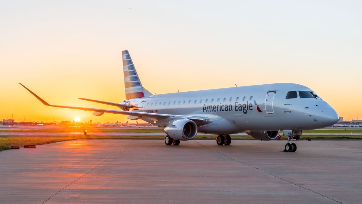 American Eagle Plane during Sunset