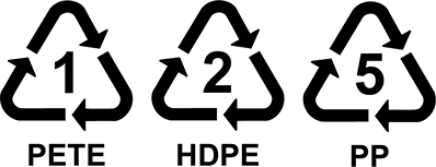 Recycle Symbols for the Accepted Plastics
